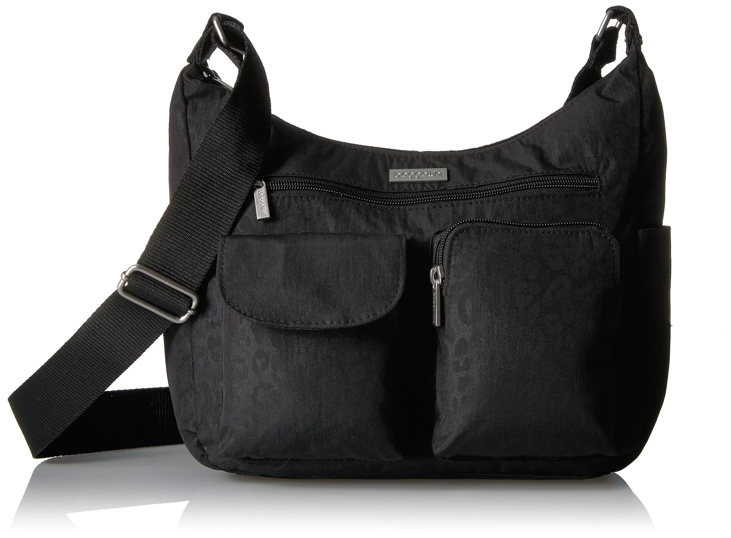 Baggallini Everyplace Bag Shoulder Bag Black Cheetah Emboss 25.9cm (10.25"w) | Lightweight Water-Resistant Nylon - main product image