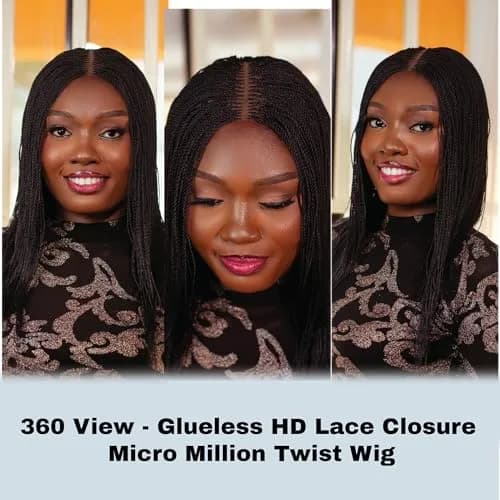 Wow Braids Micro Twist Wigs, 12 Inch Synthetic Braided Wig for Black Women thumbnail 5
