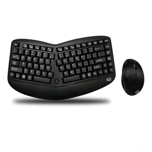 Adesso WKB-1150CB Tru-Form Wireless Ergonomic Mini Keyboard & Mouse Combo | Compact, Vertical Design for Comfort thumbnail 1