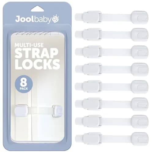 Jool Baby Child Safety Strap Locks (8 Pack) | Easy Install, Multi-Use, White thumbnail 1