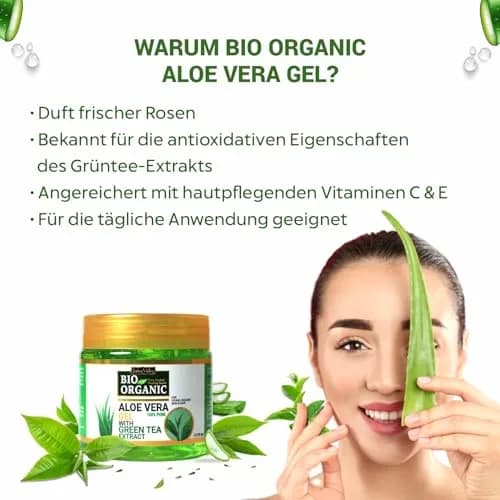 INDUS VALLEY Bio Organic Pure Aloe Vera Gel With Green Tea Extract 175ml (5.9 Fl Oz) | Soothes & Hydrates Skin, Scalp, Hair thumbnail 6