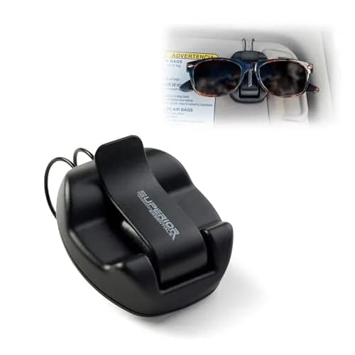 SUPERIOR ESSENTIALS Sunglasses Holder for Sun Visor/Air Vent - Easy One Handed Operation (2 Pack) | Securely Holds Glasses thumbnail 1