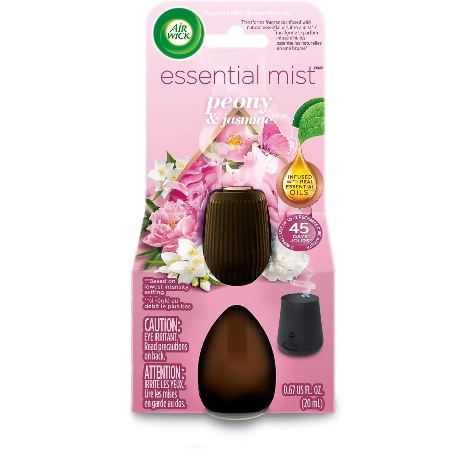 Air Wick Essential Mist Refill Peony and Jasmine 4 Fl Oz (118 ml) | Natural Essential Oils Diffuser