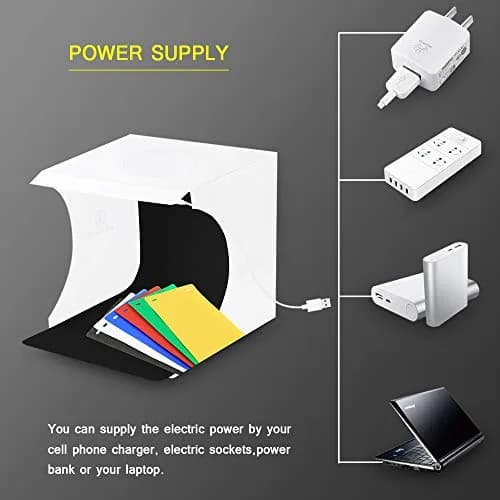 SENLIXIN Mini Photo Studio Light Box Kit 20cm (7.87 inches) | Portable Foldable Shooting Tent with LED Lights & 6 Backgrounds thumbnail 3