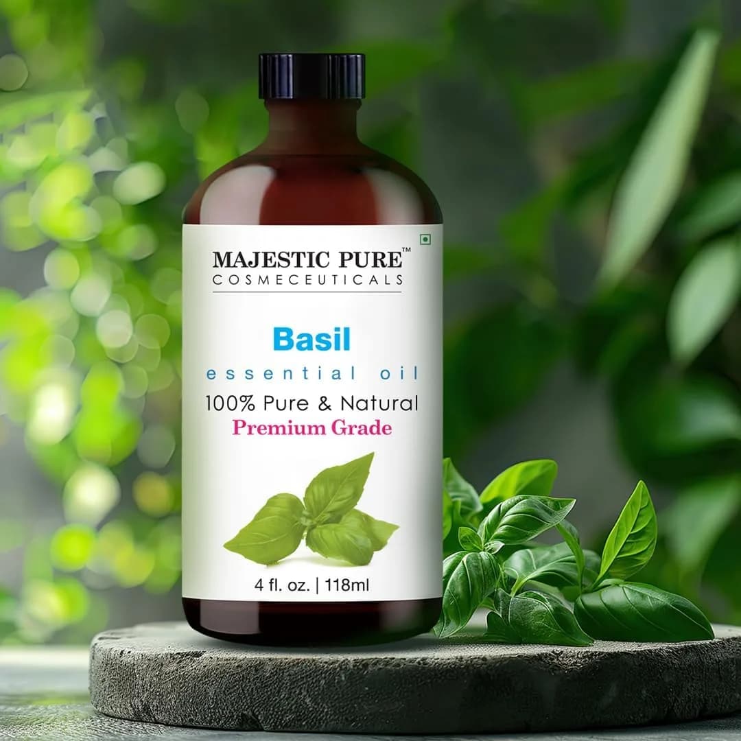 Majestic Pure Basil Essential Oil with Glass Dropper, 4 Fl Oz (120ml) | 100% Pure & Natural USA Import thumbnail 2