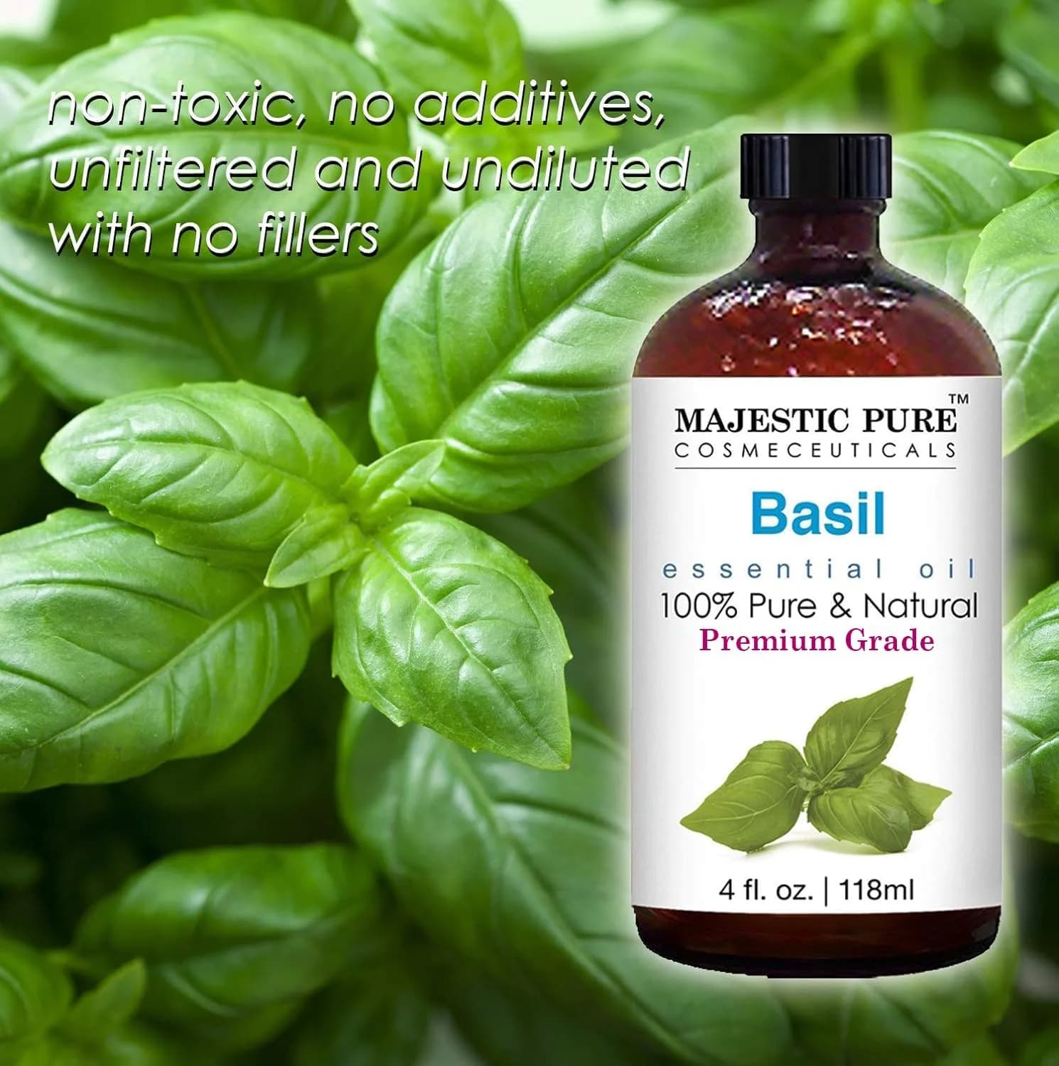 Majestic Pure Basil Essential Oil with Glass Dropper, 4 Fl Oz (120ml) | 100% Pure & Natural USA Import thumbnail 5