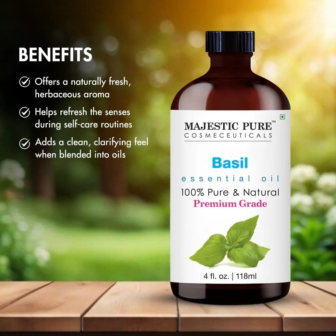 Majestic Pure Basil Essential Oil with Glass Dropper, 4 Fl Oz (120ml) | 100% Pure & Natural USA Import thumbnail 6