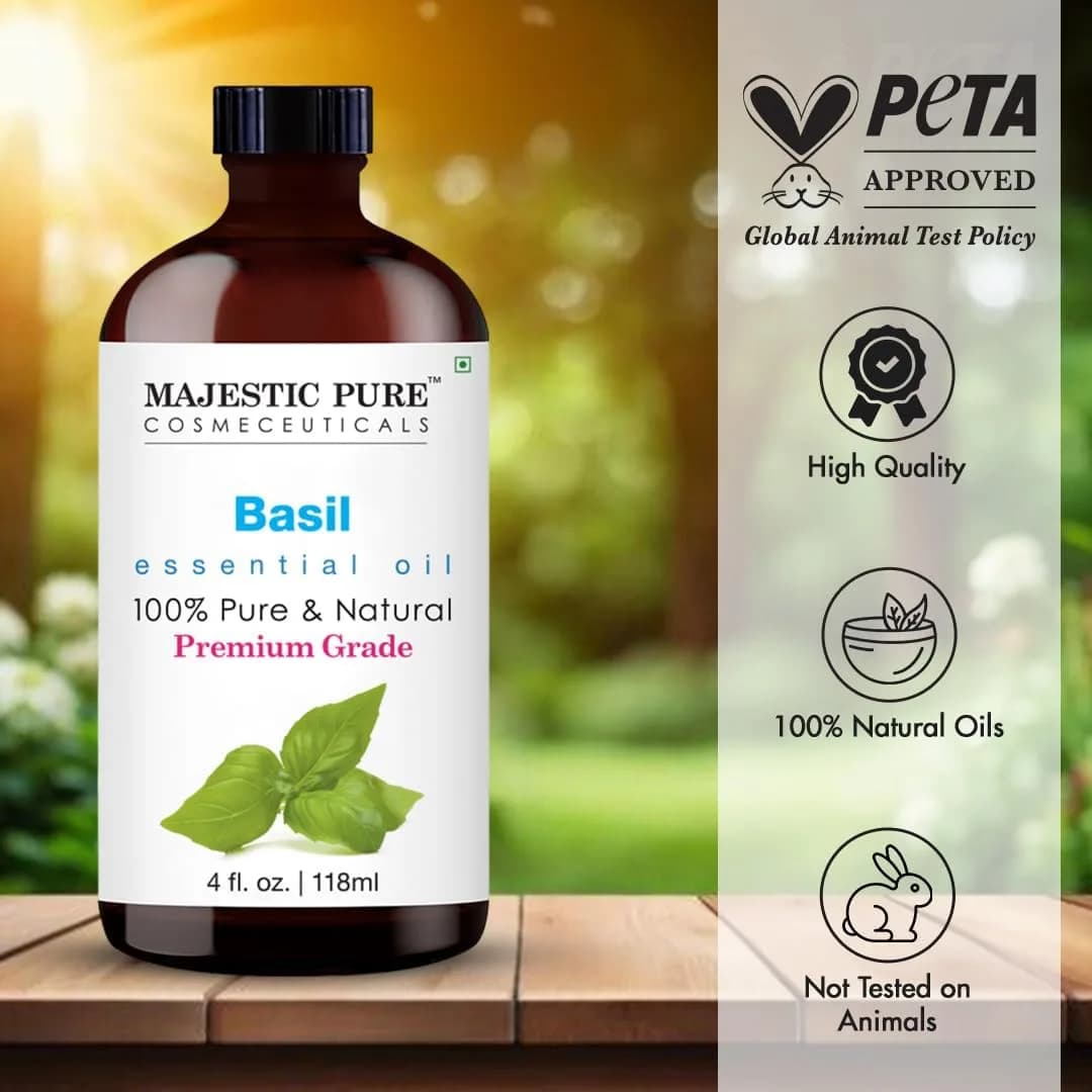 Majestic Pure Basil Essential Oil with Glass Dropper, 4 Fl Oz (120ml) | 100% Pure & Natural USA Import thumbnail 7