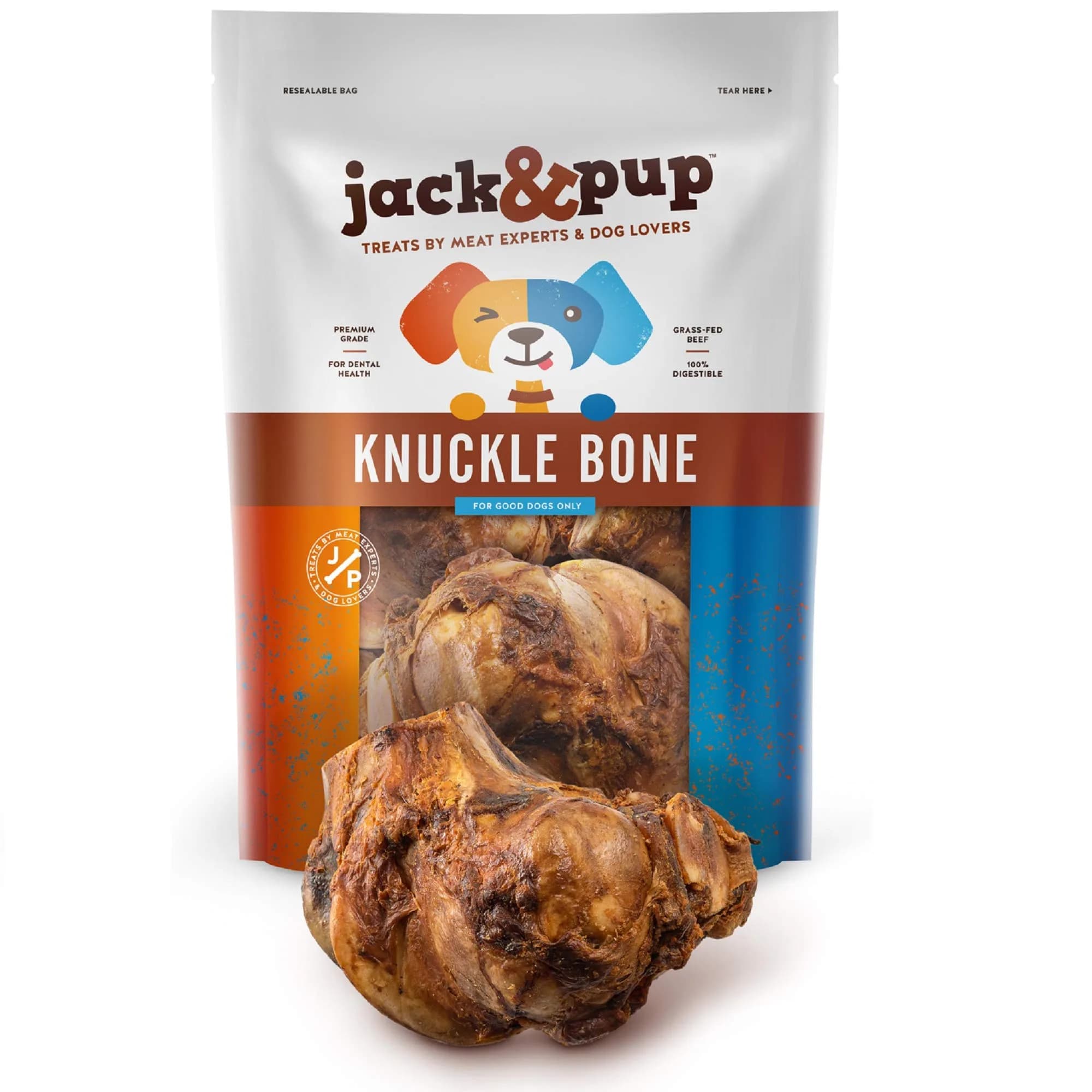 Jack&Pup Beef Knuckle Bones for Dogs, Large Size | Savory Smoked Beef Flavor (1 Pack) - main product image