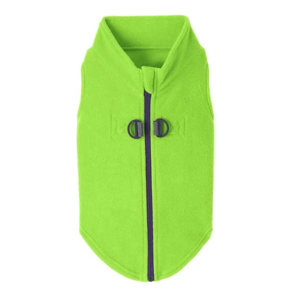 Gooby Zip-Up Fleece Dog Sweater, Turquoise, X-Small (28 cm Chest) — Lime