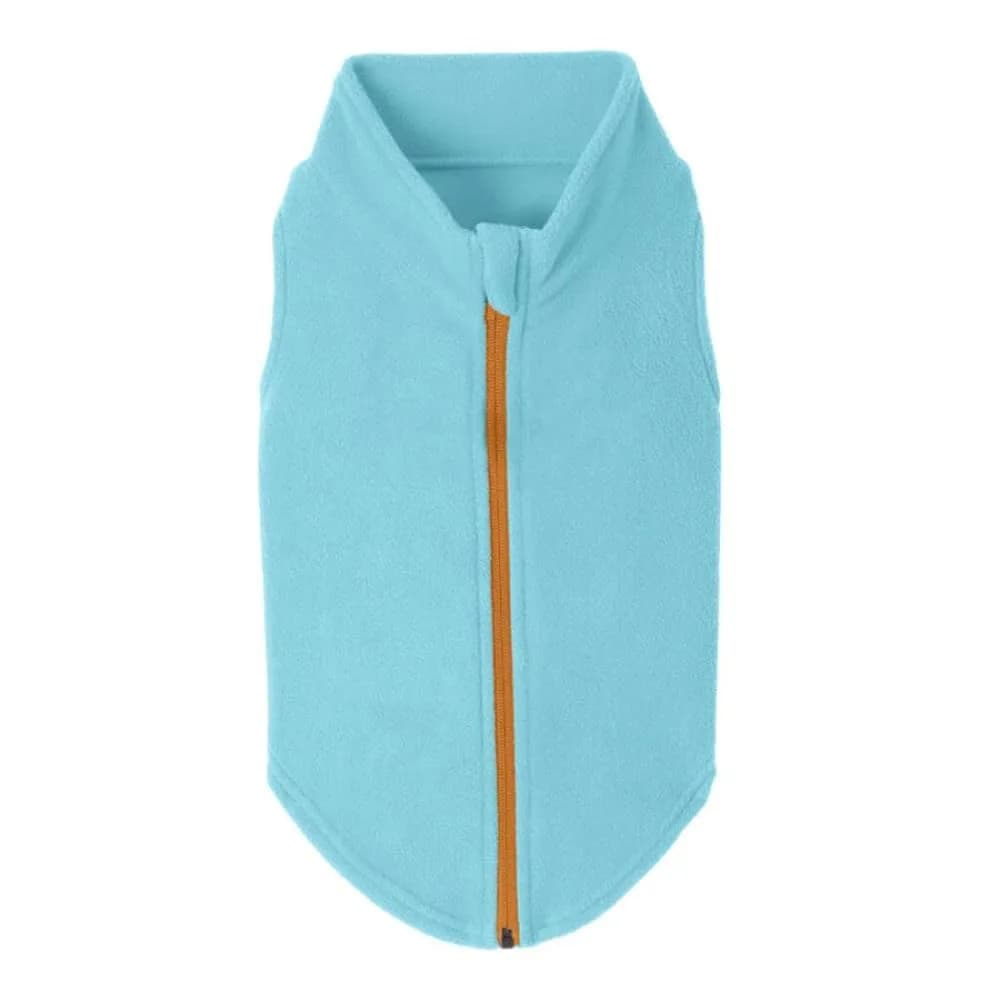 Gooby Zip-Up Fleece Dog Sweater, Turquoise, X-Small (28 cm Chest) - main product image