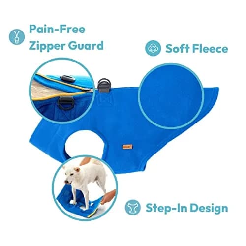 Gooby Zip-Up Fleece Dog Sweater, Turquoise, X-Small (28 cm Chest) thumbnail 4