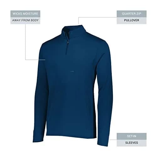 Augusta Sportswear Men's Attain Light Weight Wicking Knit 1/4 Zip Pullover Navy L | Moisture-Wicking Athletic Performance thumbnail 6