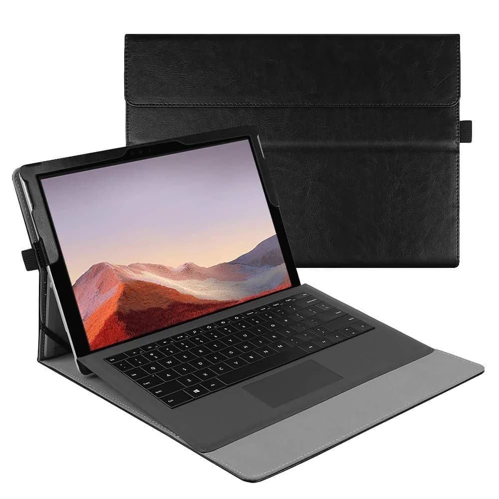 Fintie Case for Microsoft Surface Pro 7+/7/6/5/4/3 Tablet 12.3 Inch (Rose Gold) | Multi-Angle Viewing Portfolio Business Cover — CH-Black