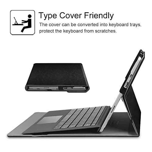 Fintie Case for 12.3 Inch Microsoft Surface Pro 7+/7/6/5/4/3 Tablet with Built-in Kickstand & Stylus Holder | Modern Black thumbnail 4