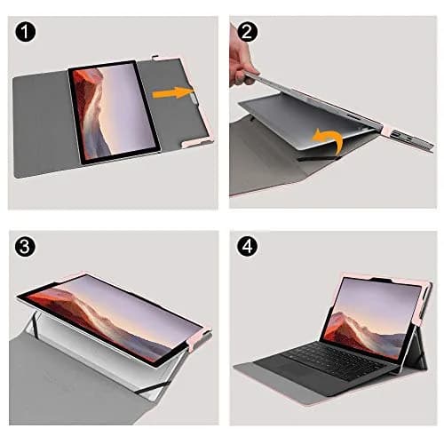 Fintie Case for Microsoft Surface Pro 7+/7/6/5/4/3 Tablet 12.3 Inch (Rose Gold) | Multi-Angle Viewing Portfolio Business Cover thumbnail 6