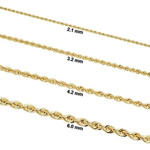 Kooljewelry 14k Gold Filled Rope Chain Necklace 55cm (22 inch) | Elegant Unisex Adult Accessory thumbnail 2