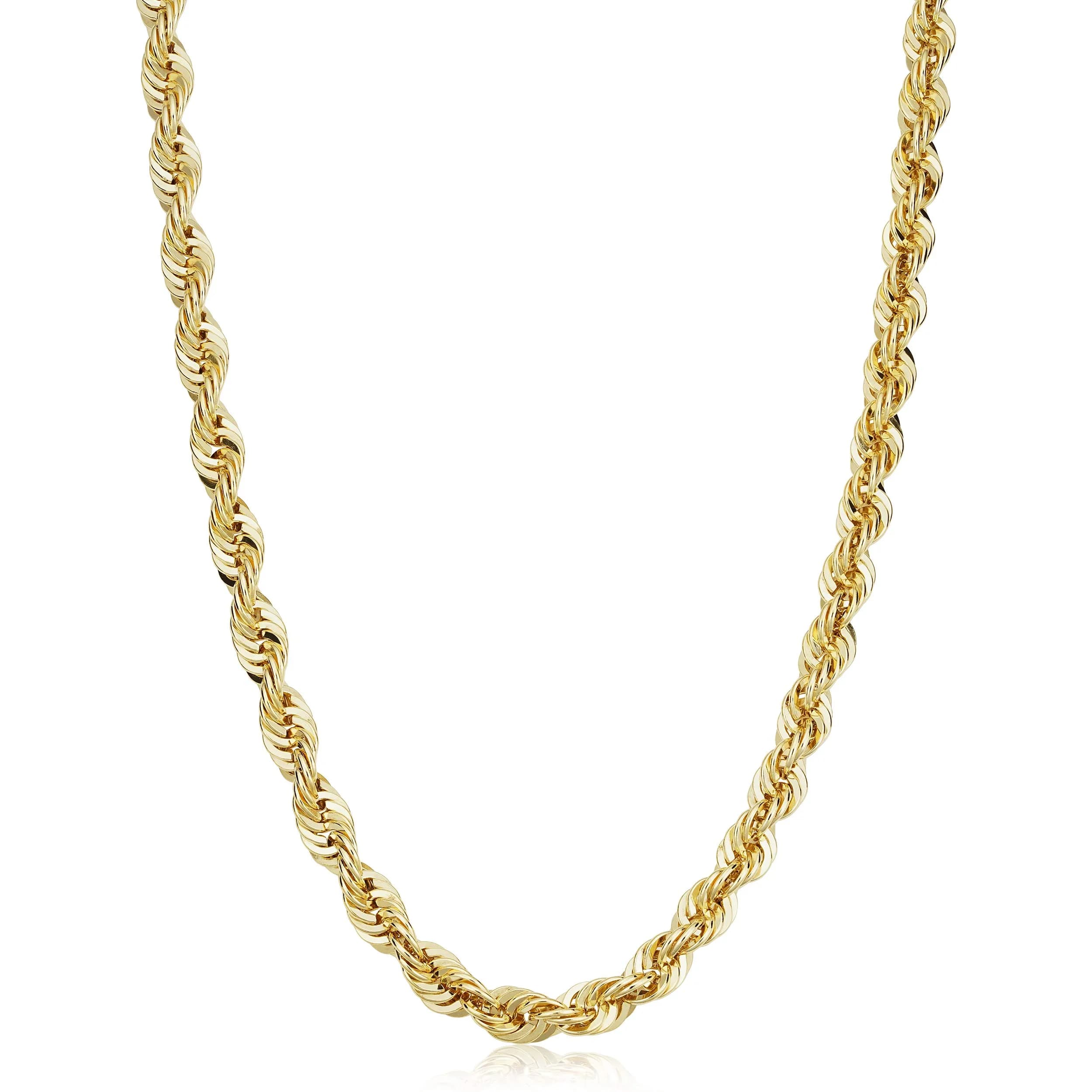 Kooljewelry 14k Gold Filled Rope Chain Necklace 55cm (22 inch) | Elegant Unisex Adult Accessory — 16 inch / 6 mm - wide