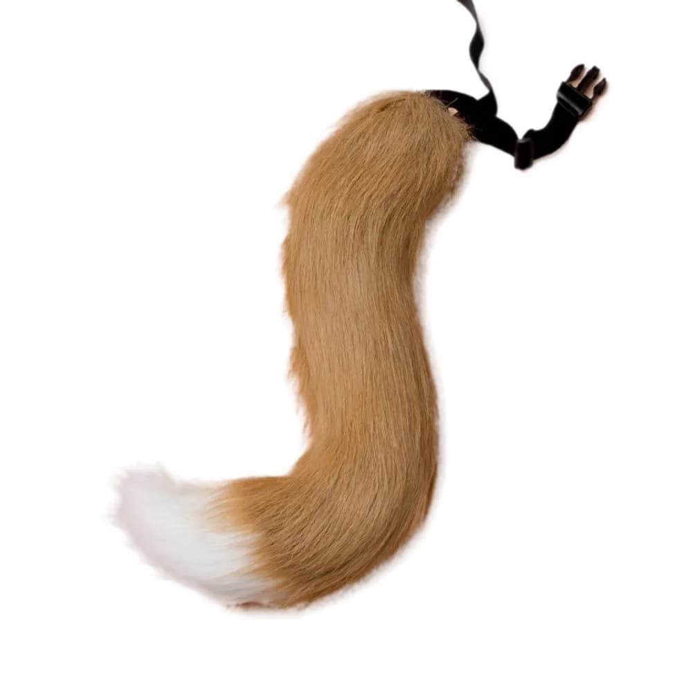 JUNBOON Faux Fur Fox Tail Costume Accessory 50cm (19.7") Black & White | Fluffy Bendable Tail for Cosplay & Halloween — Kw