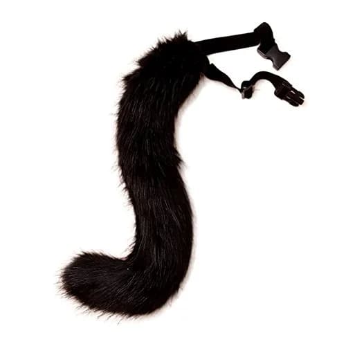 JUNBOON Black Faux Fur Fox Tail Costume Accessory 50cm (19.7") | Fluffy & Bendable for Cosplay thumbnail 1