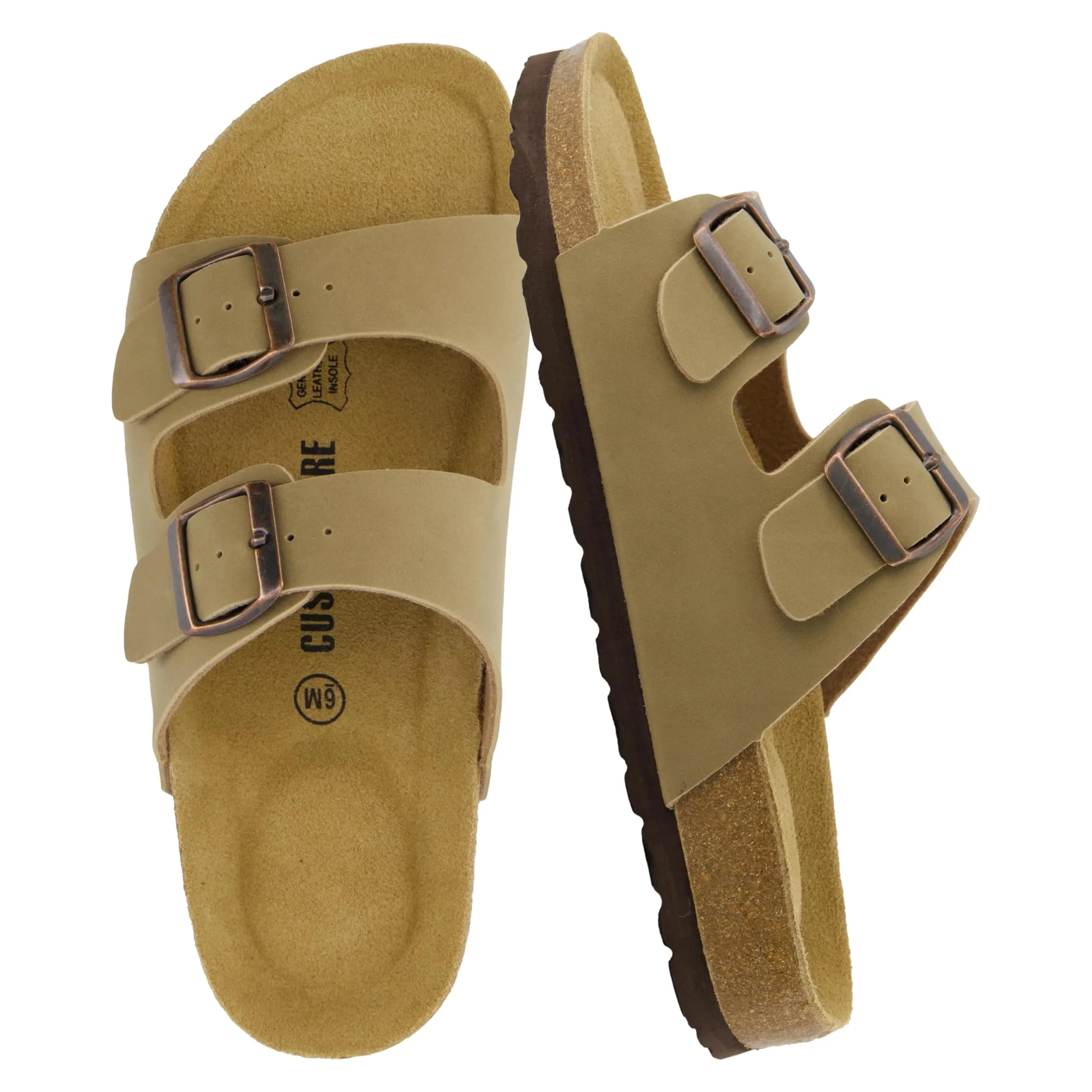 CUSHIONAIRE Lane Cork Slide Women's Sandals, Comfortable Sandals for Women, Taupe 7.5 | Supportive Cork Footbed & Casual Style