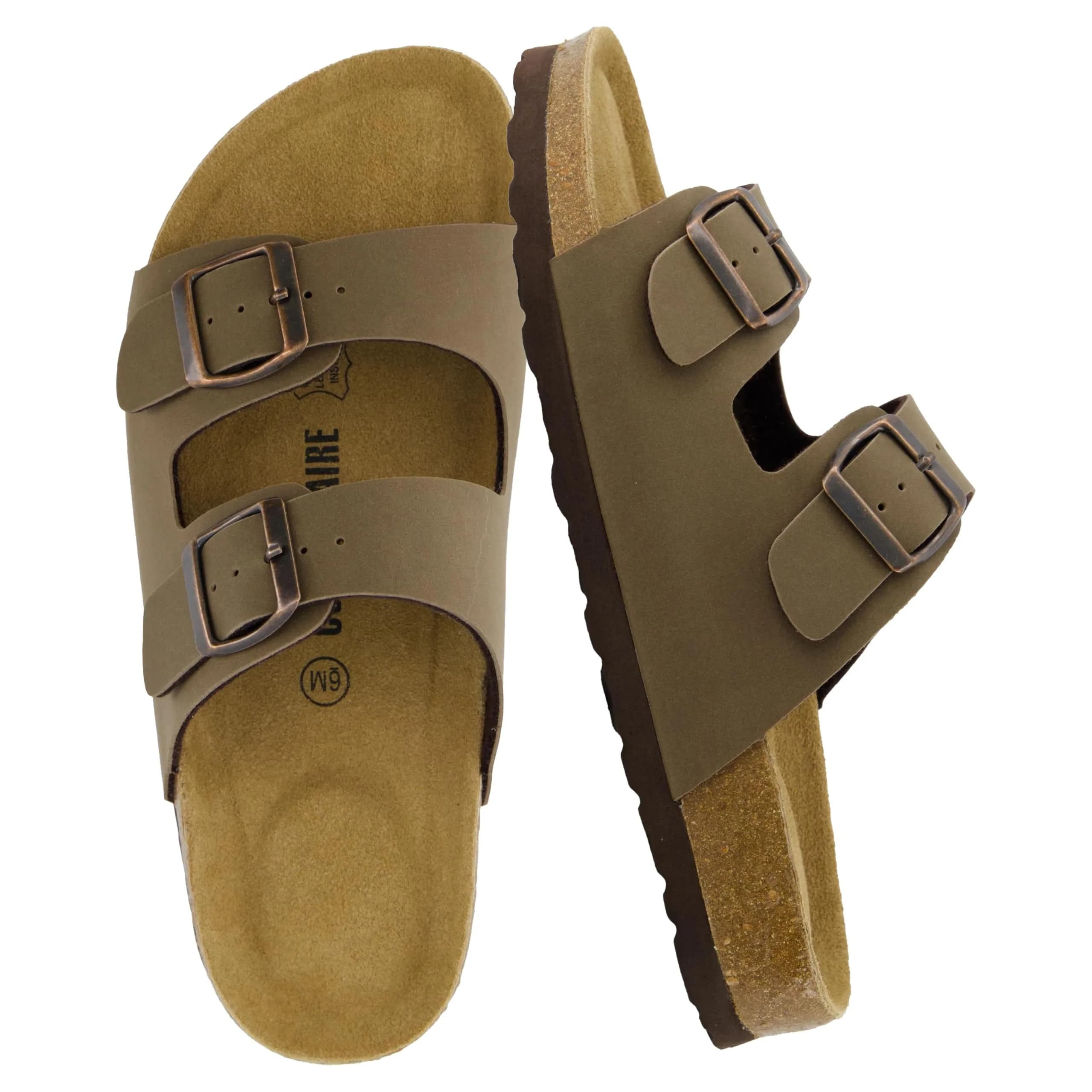 CUSHIONAIRE Lane Cork Slide Women's Sandals | Comfortable, Faux Leather, Black 8 — Brown / 11