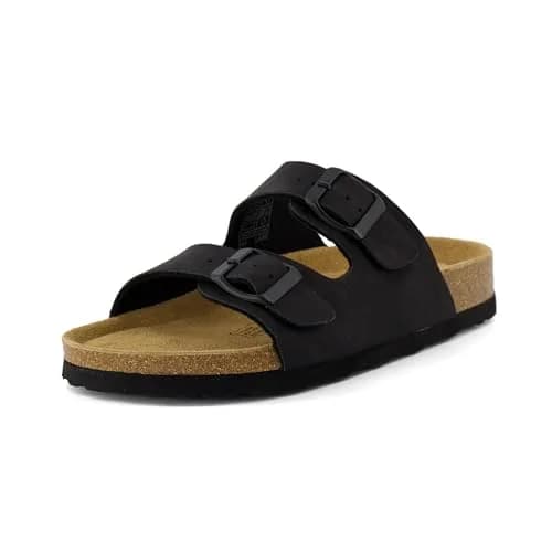 CUSHIONAIRE Lane Cork Slide Women's Sandals | Comfortable, Faux Leather, Black 8 thumbnail 9