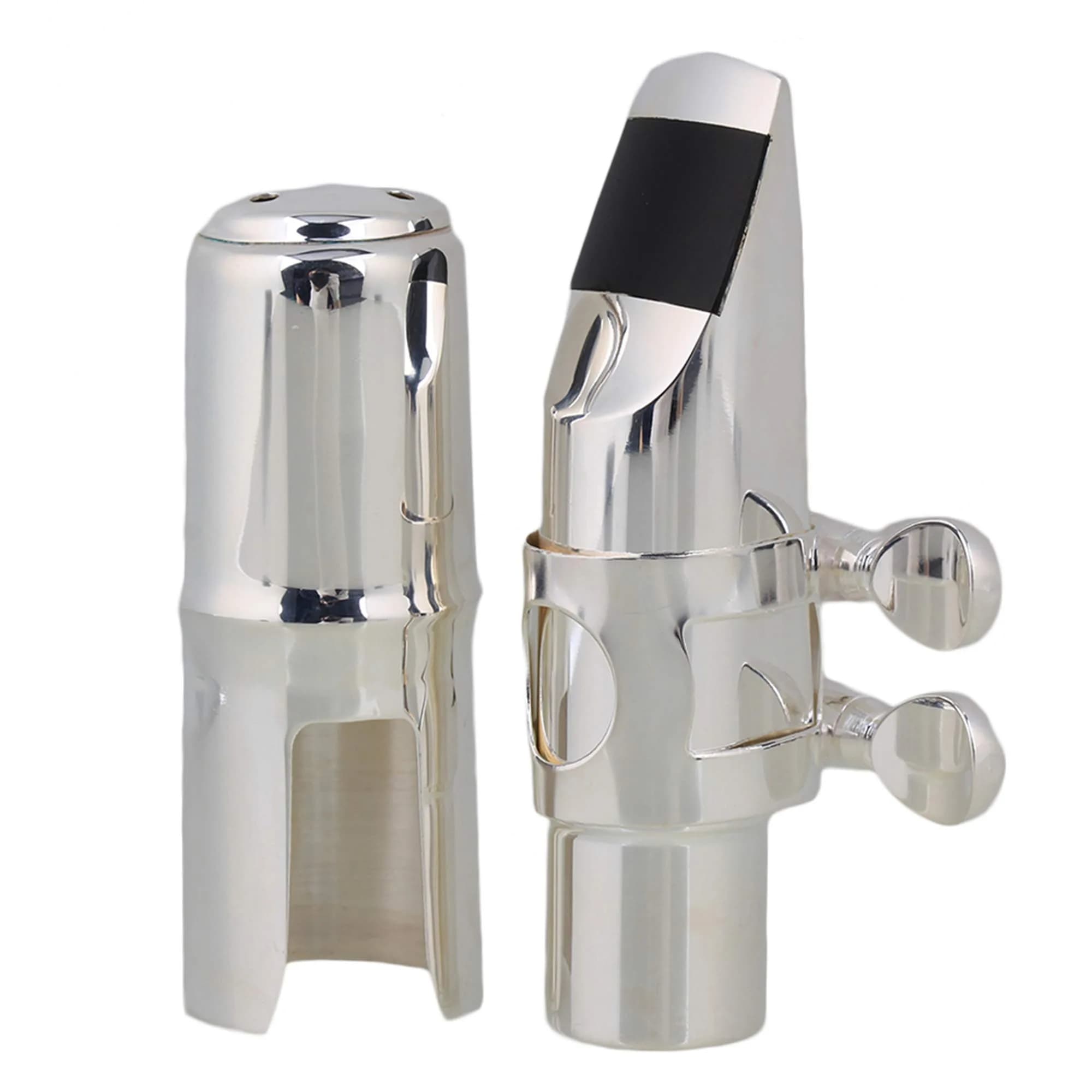 Yibuy Silver Brass #6 E-flat Alto Saxophone Mouthpiece with Cap Ligature | Balanced Tone for Professionals & Beginners - main product image