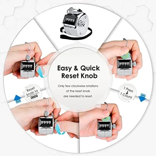 KTRIO Mechanical Handheld Tally Counter 1Pack | Battery-Free 4-Digit Clicker for Sports & Events thumbnail 6