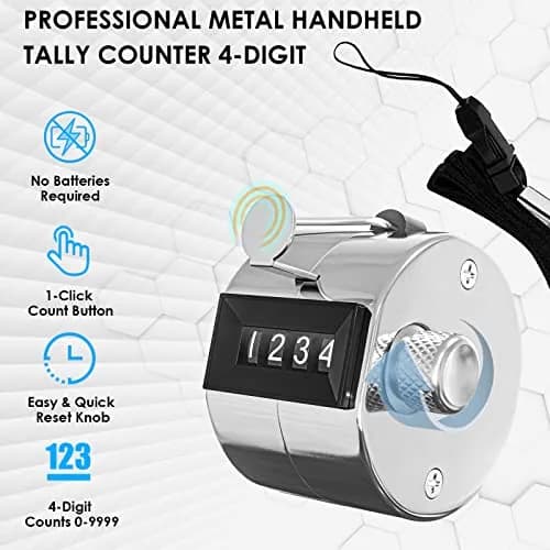 KTRIO Mechanical Handheld Tally Counter 1Pack | Battery-Free 4-Digit Clicker for Sports & Events thumbnail 2