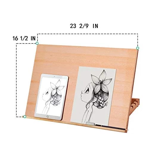 Falling in Art Large 5-Position Wood Drafting Table Easel Drawing &Sketching Board | Adjustable Angles for Artists (70-120 chars) thumbnail 3