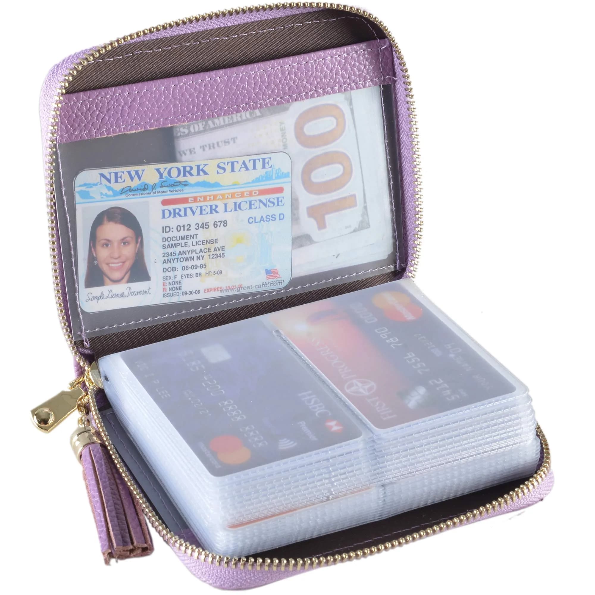 Easyoulife Womens RFID Blocking Leather Card Holder Wallet 40 Card Slots (Purple) — Light Purple