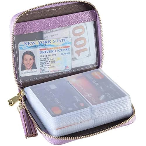 Easyoulife Womens Genuine Leather RFID Blocking Card Holder Wallet | 40 Card Slots thumbnail 1