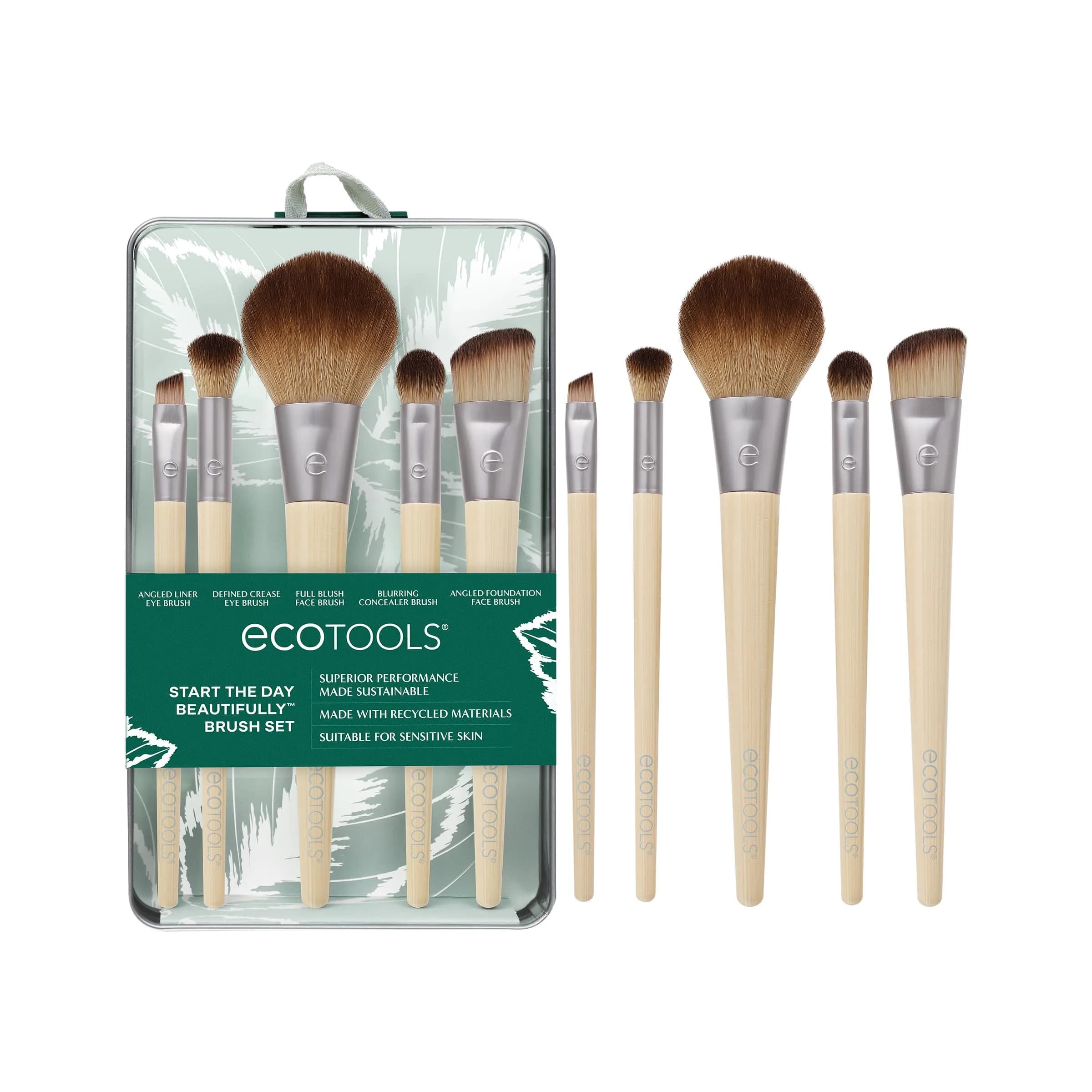 EcoTools 6 Piece Start the Day Beautifully Makeup Brush Set | Vegan & Cruelty-Free with Bamboo Handles