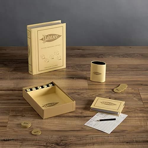 WS Game Company Yahtzee Vintage Bookshelf Edition Classic Dice Game Set | Elegant Decor & Fun thumbnail 3