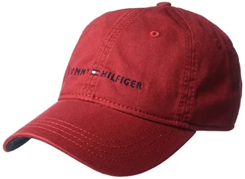 Tommy Hilfiger Men's Logo Dad Baseball Cap, Tommy Red, One Size | Classic Adjustable Cotton Hat thumbnail 1