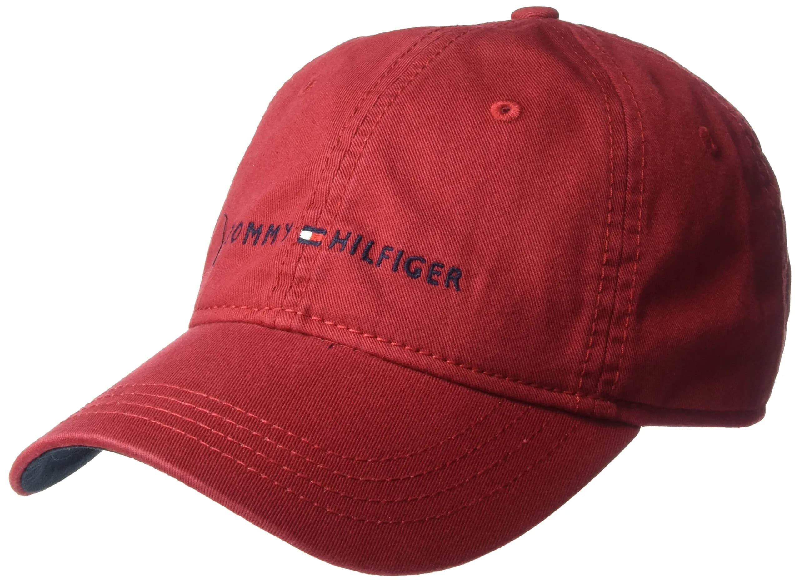 Tommy Hilfiger Men's Logo Dad Baseball Cap, Tommy Red, One Size | Classic Adjustable Cotton Hat