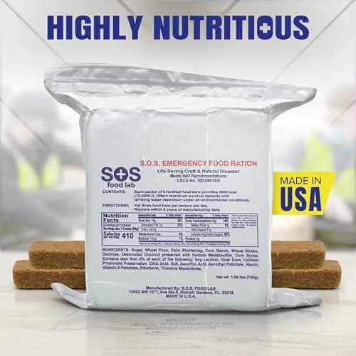 SOS Emergency Food Rations 3600 Calorie Pack | 5-Year Shelf Life, Ready to Eat, Coast Guard Approved thumbnail 3