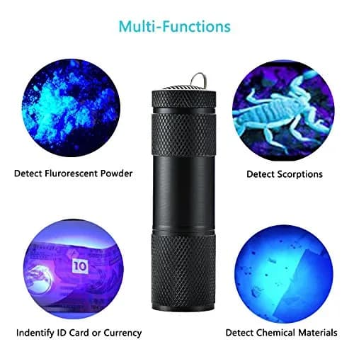 Optimal Shop UV Blacklight Flashlight 9 LED (6 Pack) | Detect Pet Stains, Counterfeit Money, & Hidden Ink thumbnail 5