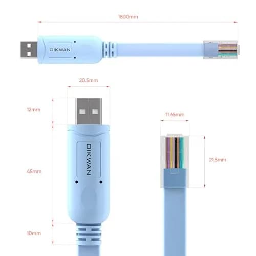 OIKWAN USB to RJ45 Console Cable 1.8m (6ft) Blue | Network Device Configuration Cable thumbnail 9