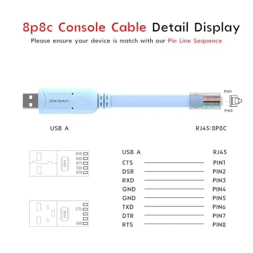 OIKWAN USB to RJ45 Console Cable 1.8m (6ft) Blue | Network Device Configuration Cable thumbnail 4