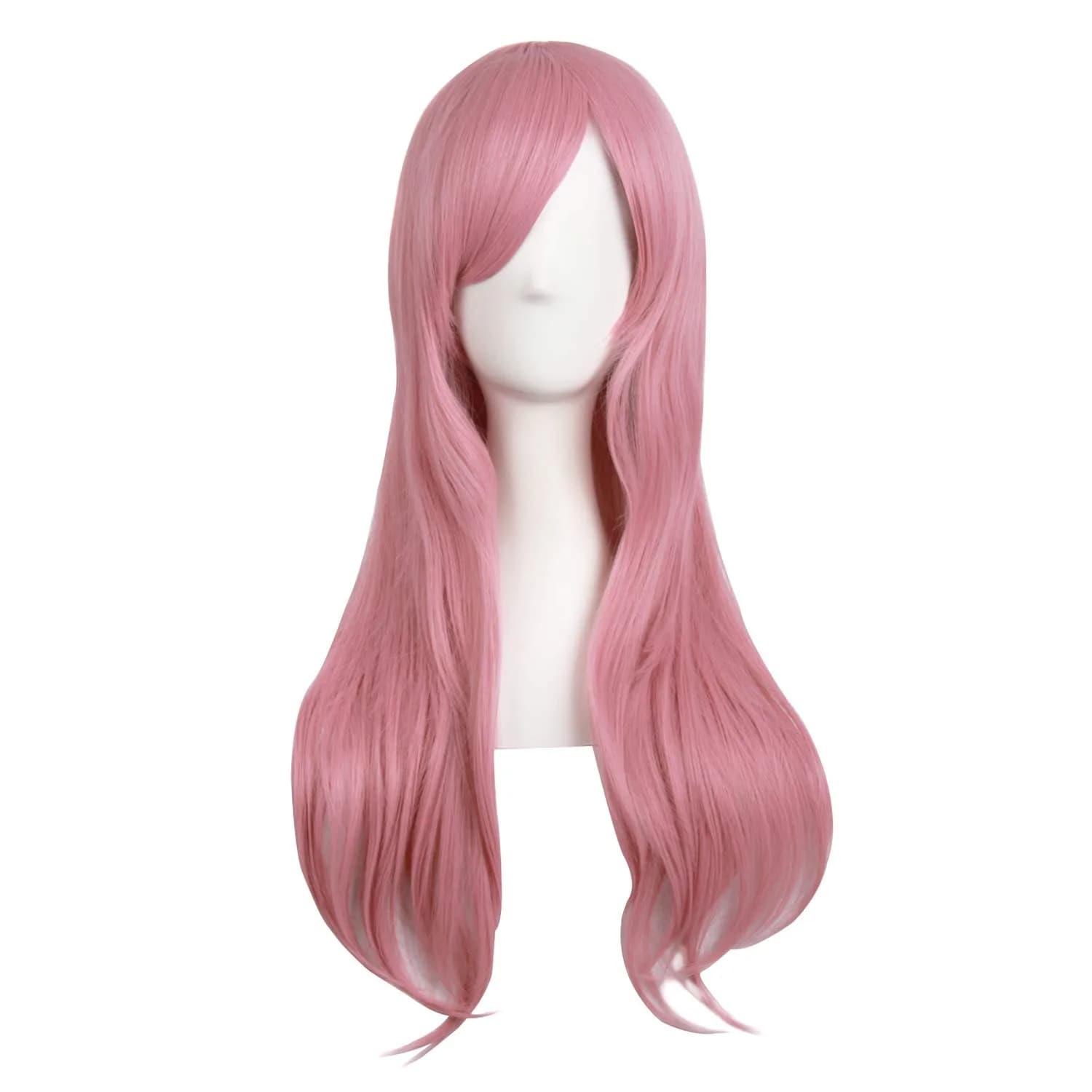 MapofBeauty 28 Inch Long Curly Hair Costume Cosplay Wig, Rouge Pink | Heat-Resistant Synthetic Fiber