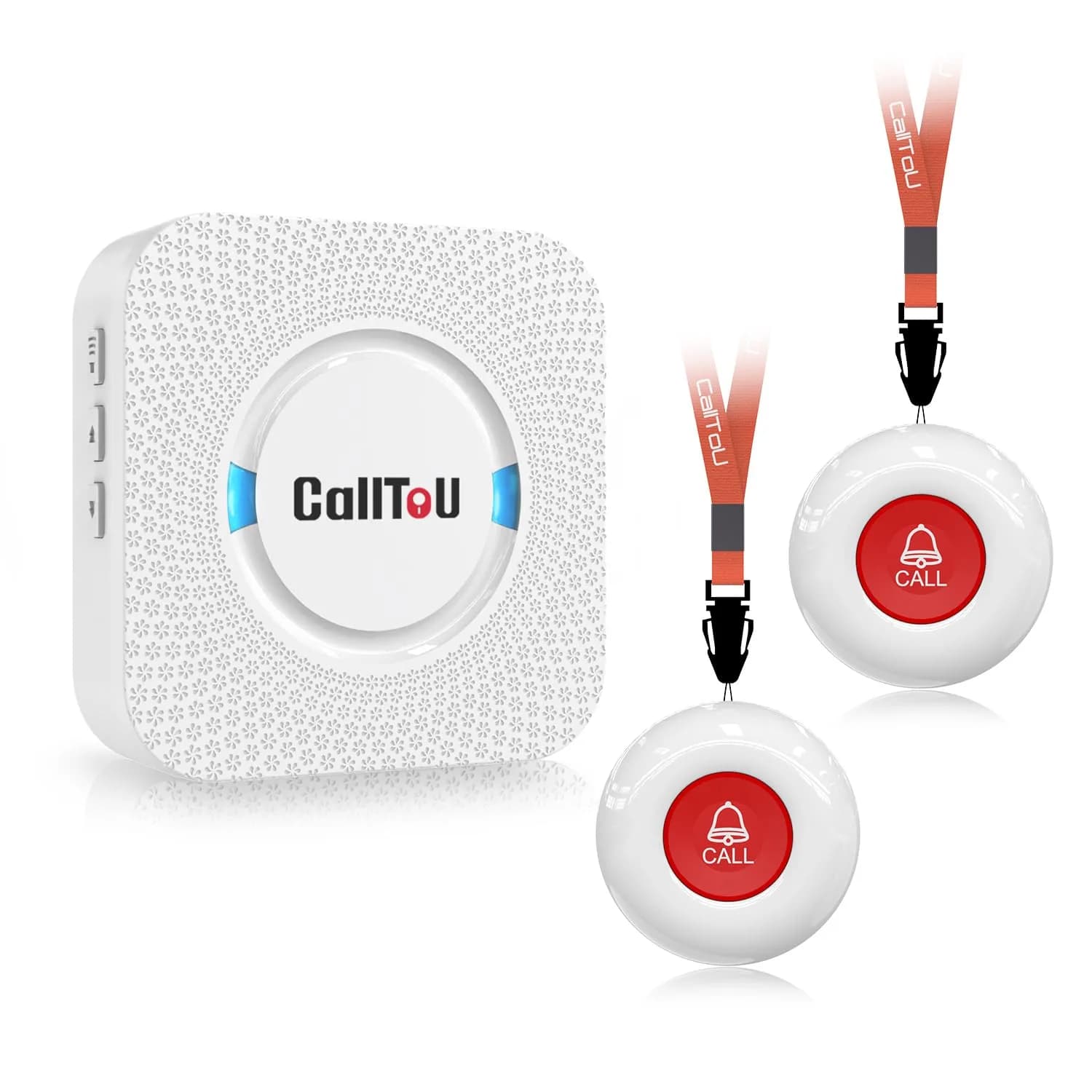 CallToU Wireless Caregiver Pager 2 Call Buttons+1 Receiver | Reliable Whole-Home Alerts — White 2+1