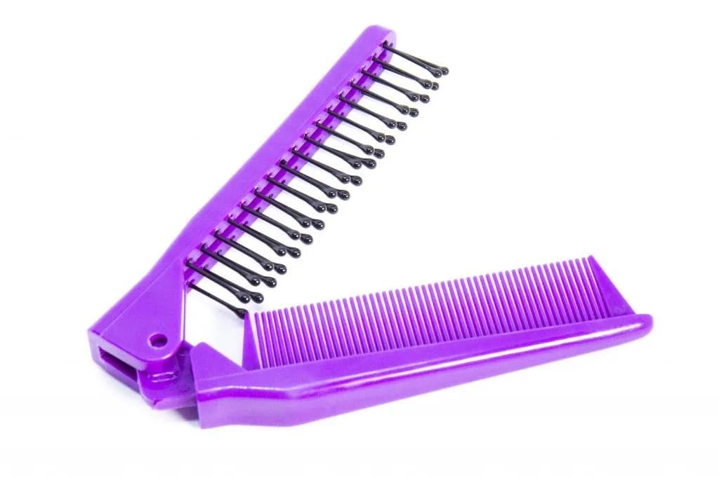 Louise Maelys Folding Hair Brush Black | Pocket Travel Comb for Thick, Curly, Straight Hair — purple