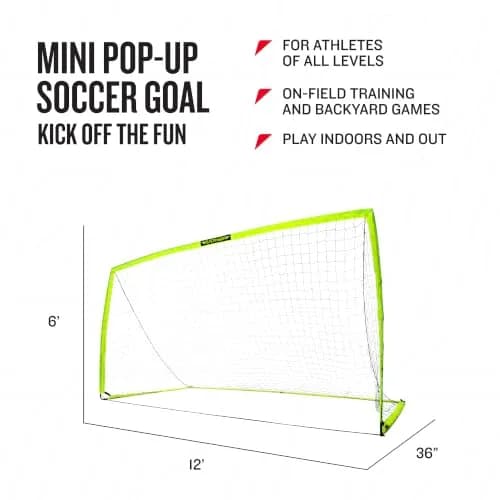 Franklin Sports Blackhawk Portable Soccer Goal, Optic Yellow, 12' x 6' | Lightweight Fiberglass Frame for Backyard & Travel thumbnail 2