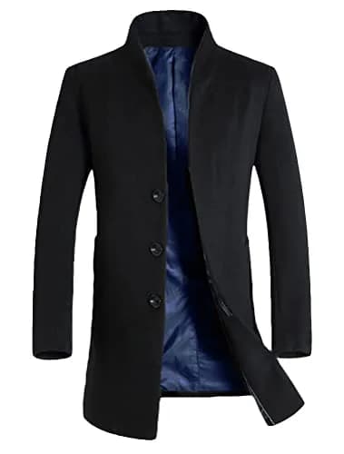 Lavnis Men's Trench Coat Wool Blend Overcoat Slim Fit XL | Elegant Winter Topcoat thumbnail 1