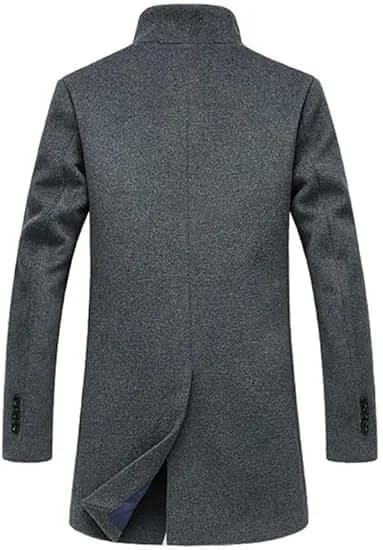 Lavnis Men's Trench Coat Wool Blend Overcoat Slim Fit Topcoat, Gray-2, M | Elegant Fall & Winter Outerwear thumbnail 5