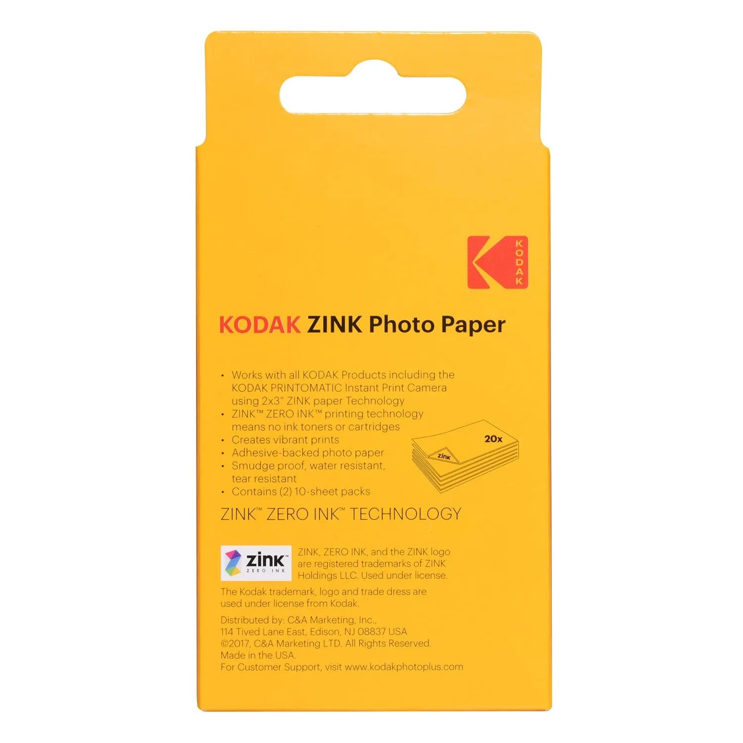 KODAK 2x3 Premium Sticky-Backed ZINK Photo Paper (20 Sheets) | Fade-Resistant Prints for Instant Memories thumbnail 2