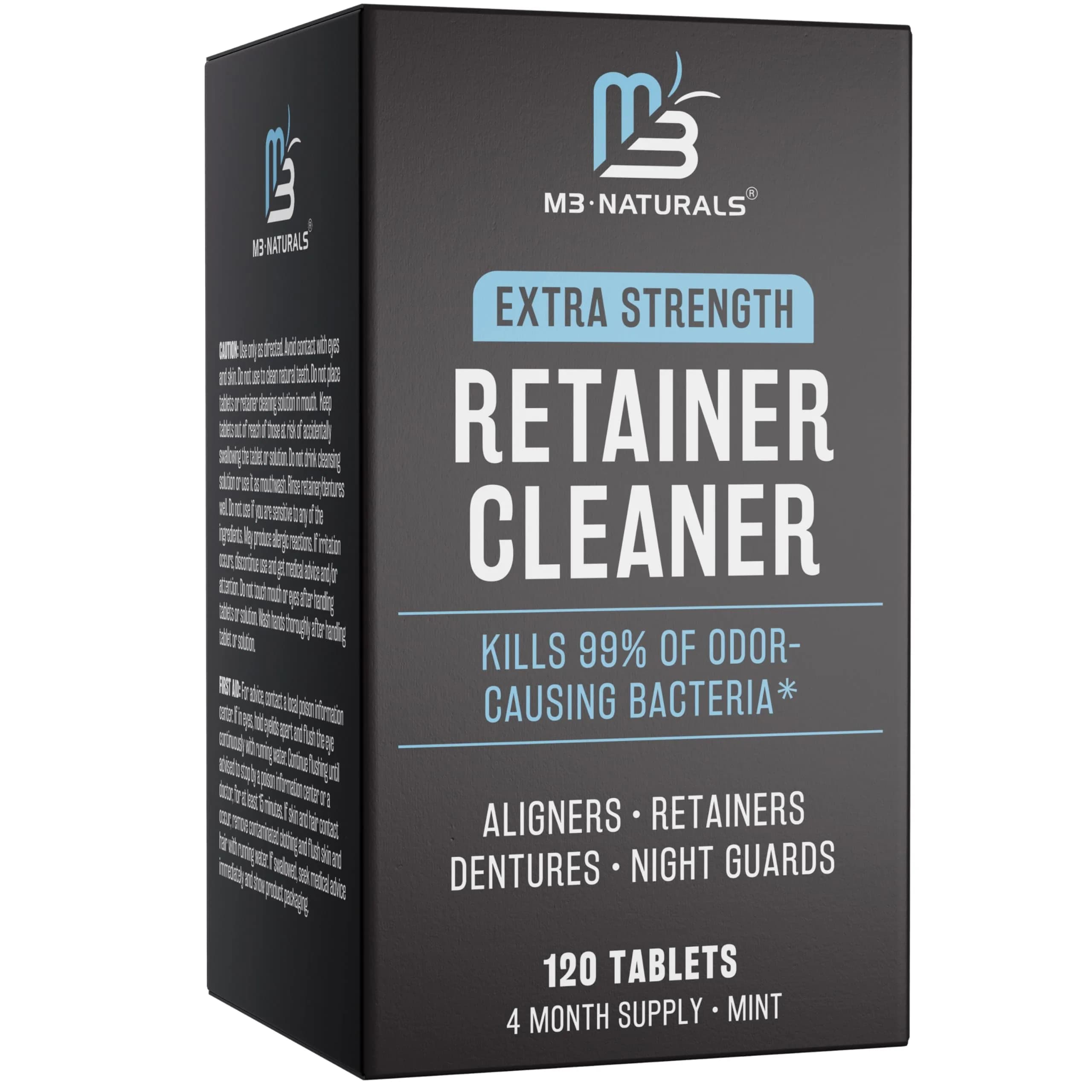 M3 Naturals Mint Retainer Cleaner Tablets 120 Count (4 Month Supply) | Cleans Aligners, Dentures, Mouth Guards - main product image