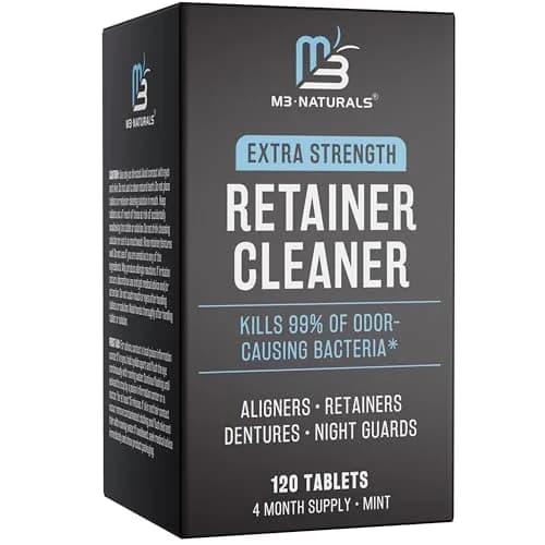M3 Naturals Mint Retainer Cleaner Tablets 120 Count (4 Month Supply) | Cleans Aligners, Dentures, Mouth Guards thumbnail 1